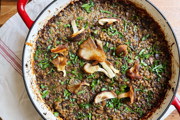 Baked Mushrooms & Pearled Naked Barley