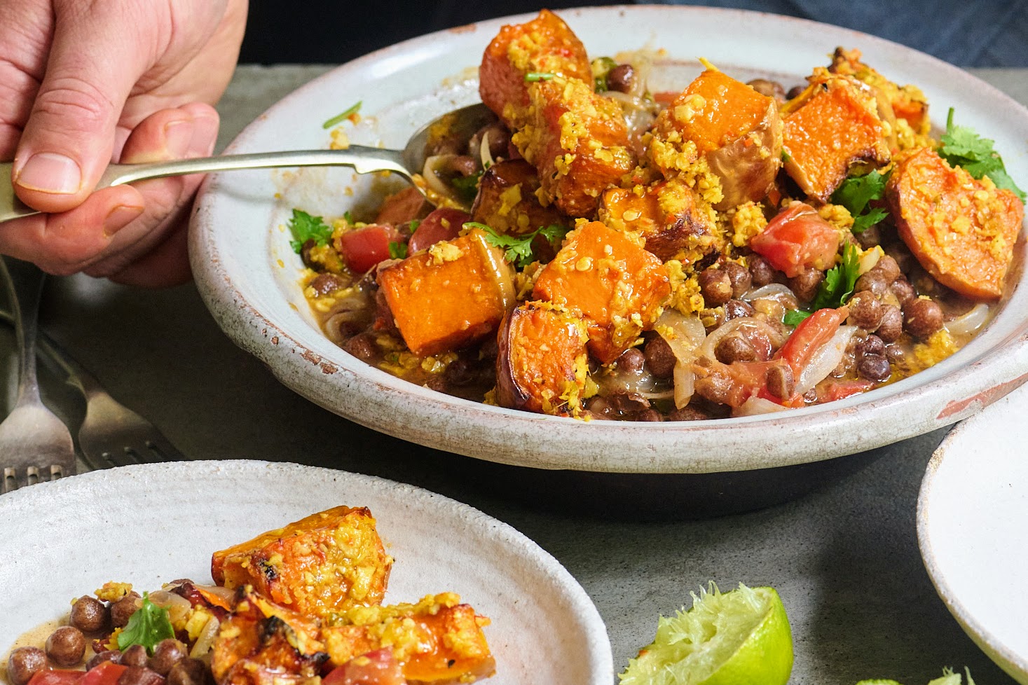 Coconut Squash Curry with Braised Carlin Peas