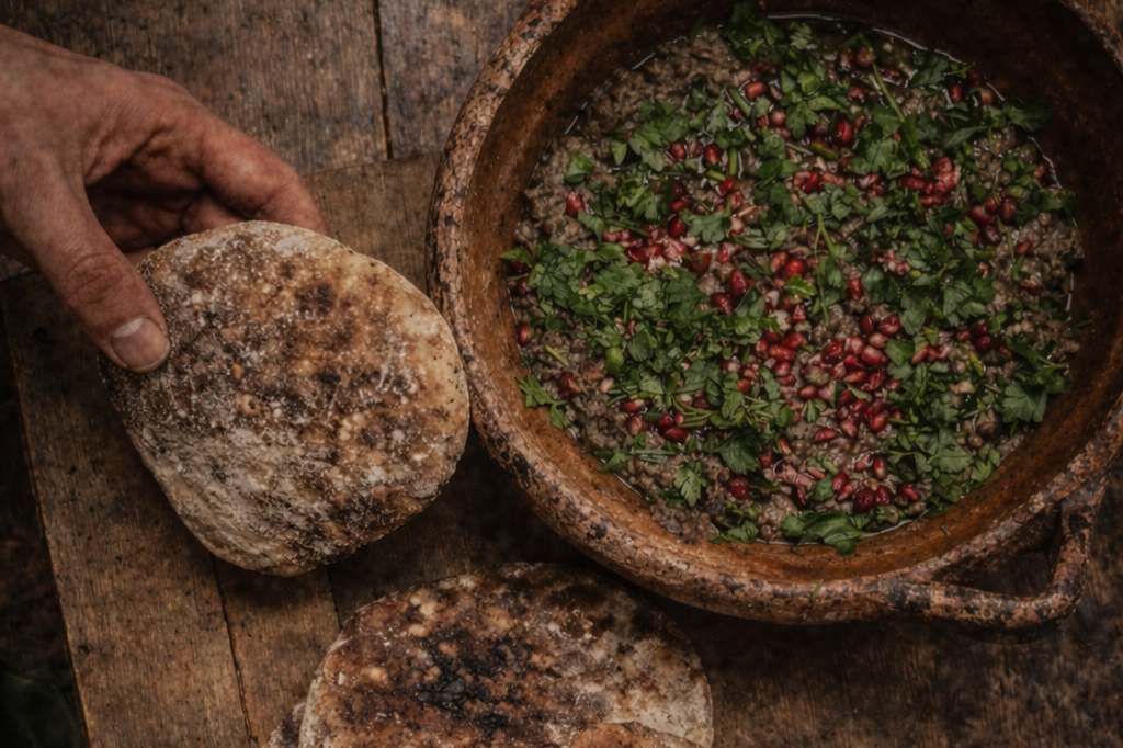 Rummaniyeh: Lentil & Aubergine Stew with Pomegranate & Tahini