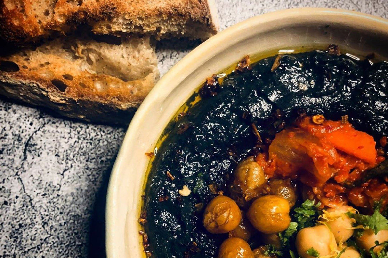 Black tahini, miso & kimchi hummus