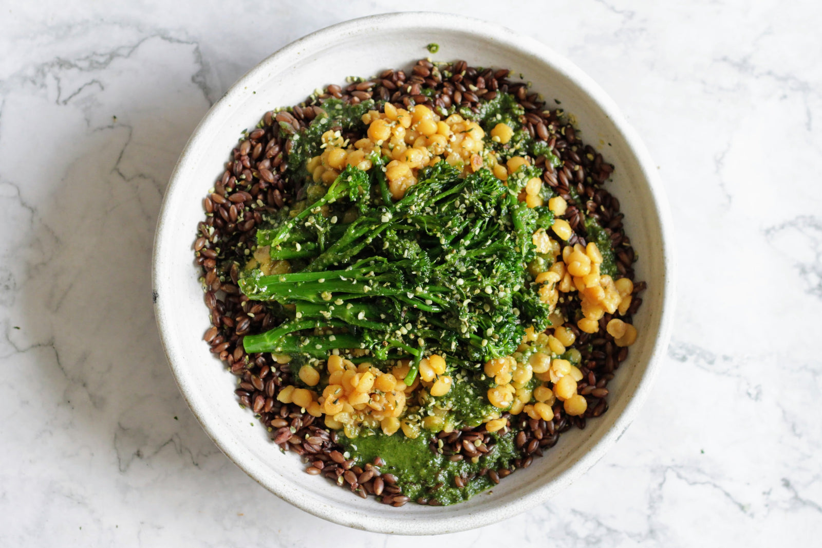 Black Barley, Split Yellow Peas & Tenderstem Broccoli with Hemp Pesto