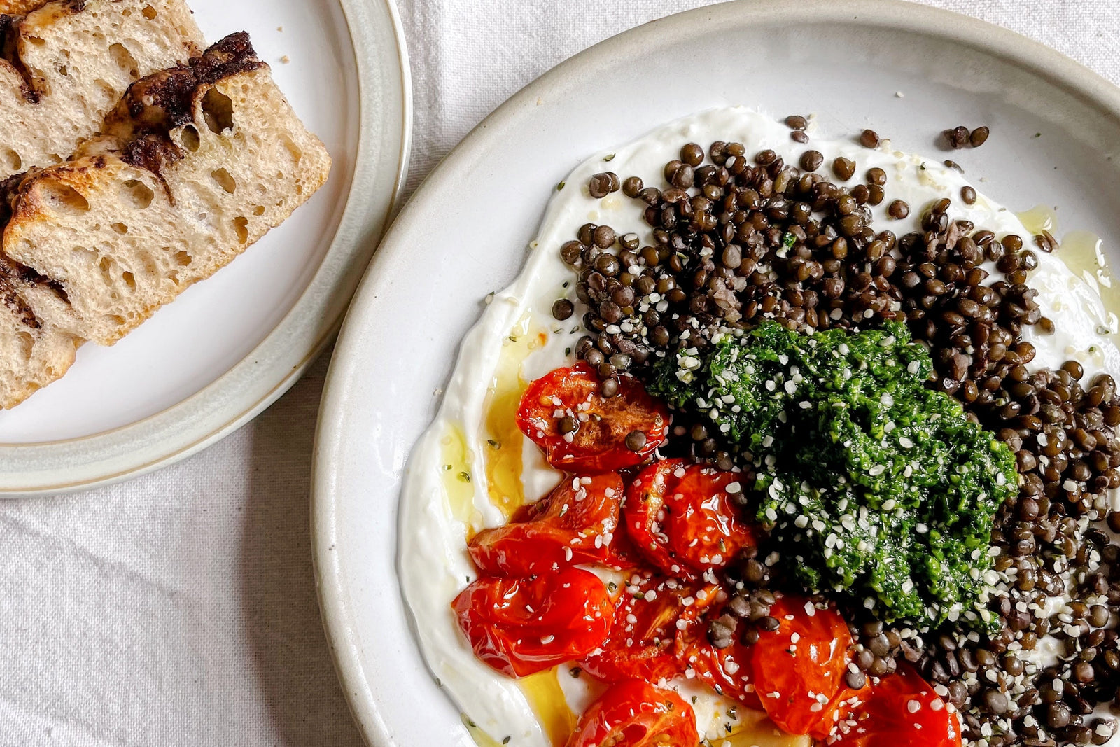 Black Lentils with Roasted Tomatoes & Mojo Verde