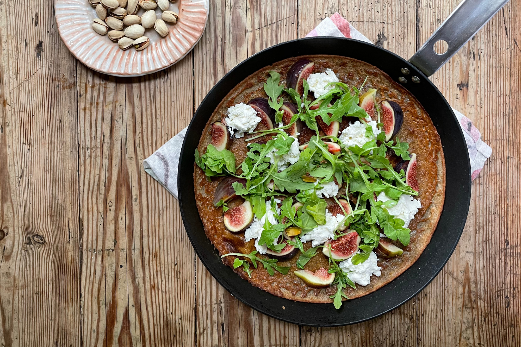 Buckwheat Dutch Baby with Figs, Rocket & Ricotta