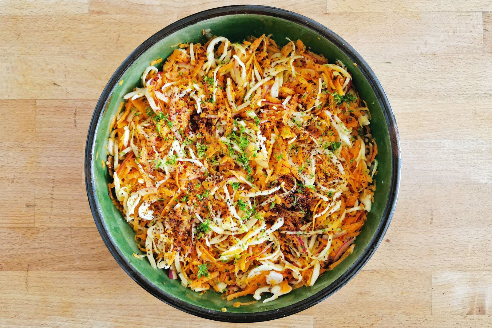 Coleslaw with Toasted Camelina & Umami Dressing