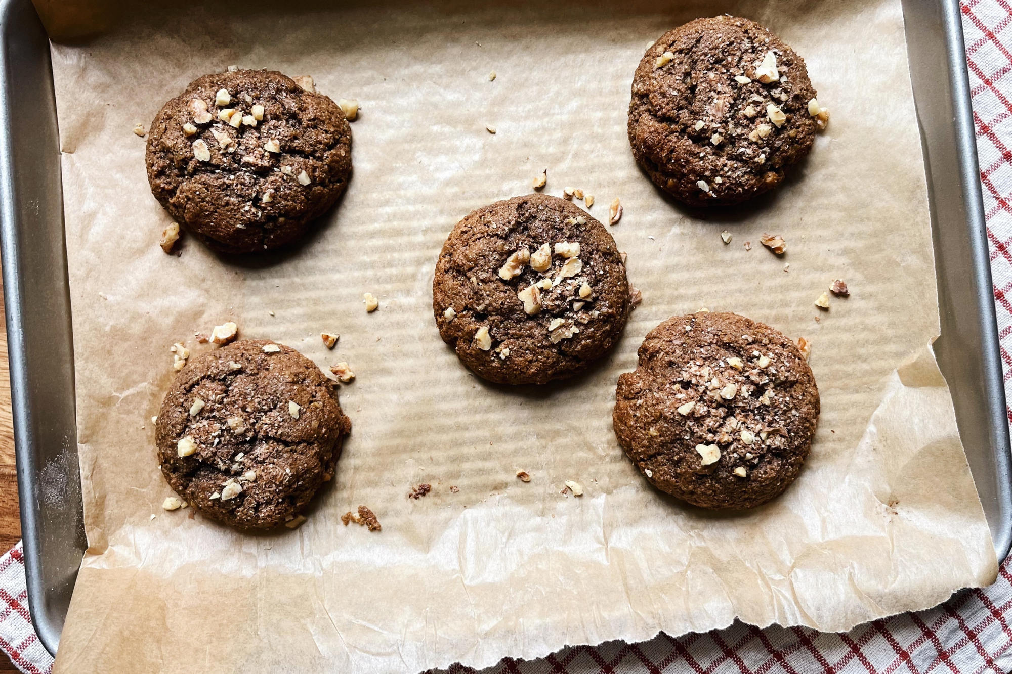 Chewy Spiced Rye, Treacle & Walnut Cookies