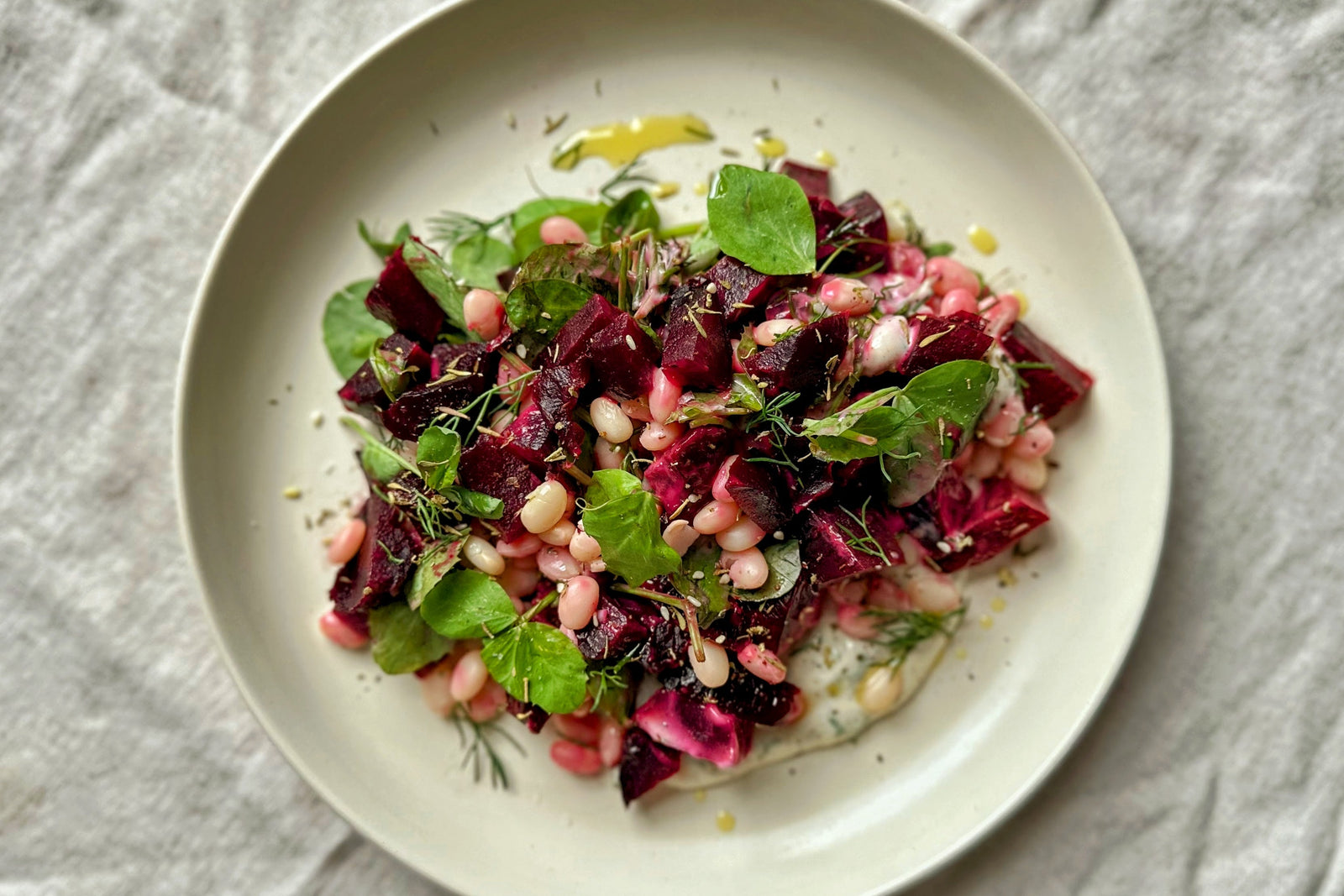 Coco Bean & Beetroot Salad with Tahini Yoghurt