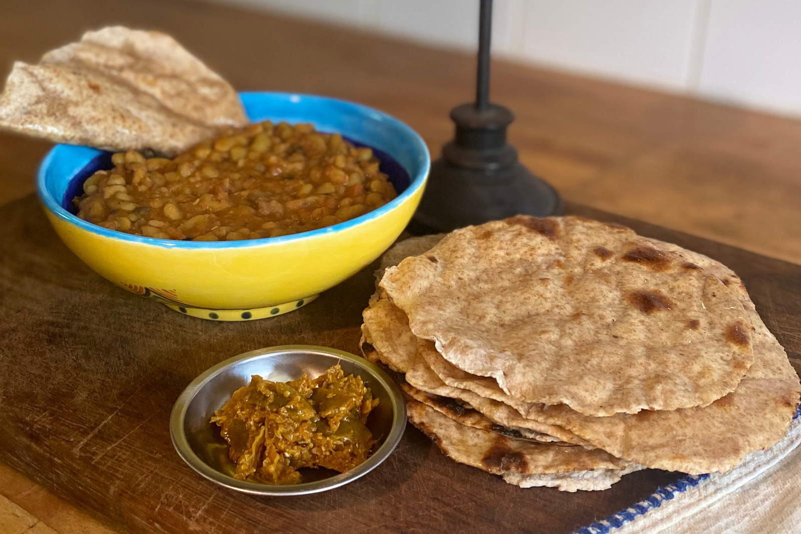 Curried Flageolot Beans & Chapatis
