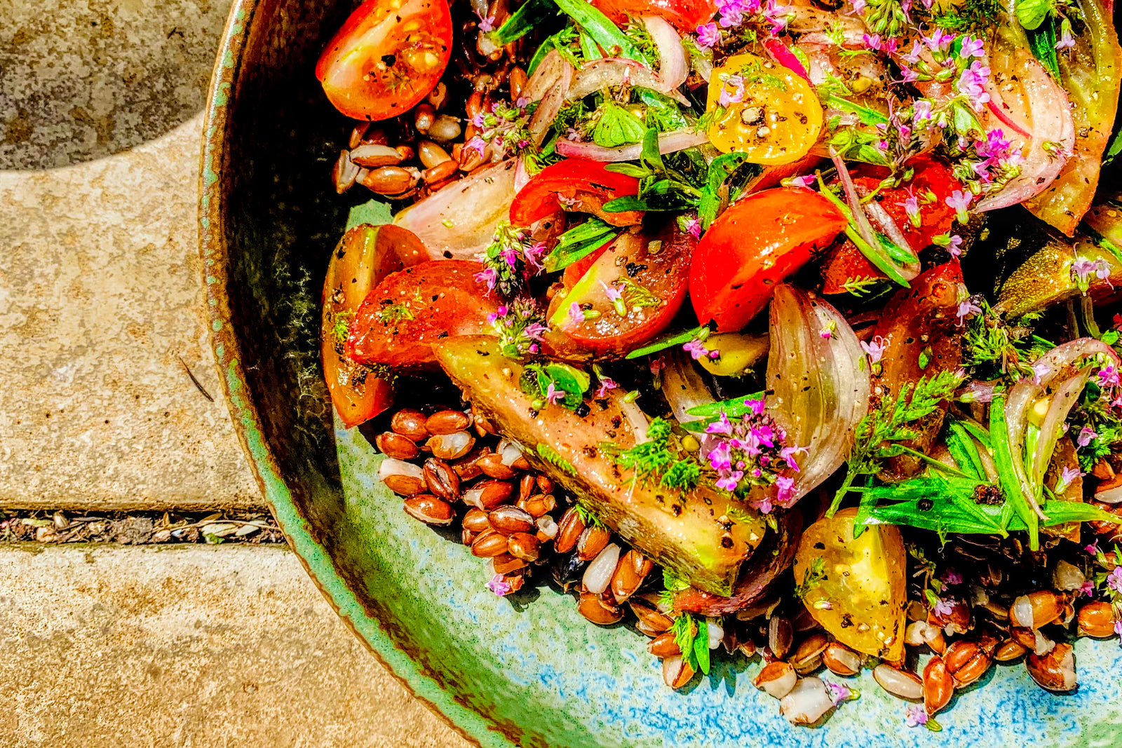 Fermented Black Barley with Tomatoes, Shallots & Herbs