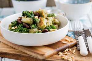 Green Pea Gnocchi with Broad Beans and Greens