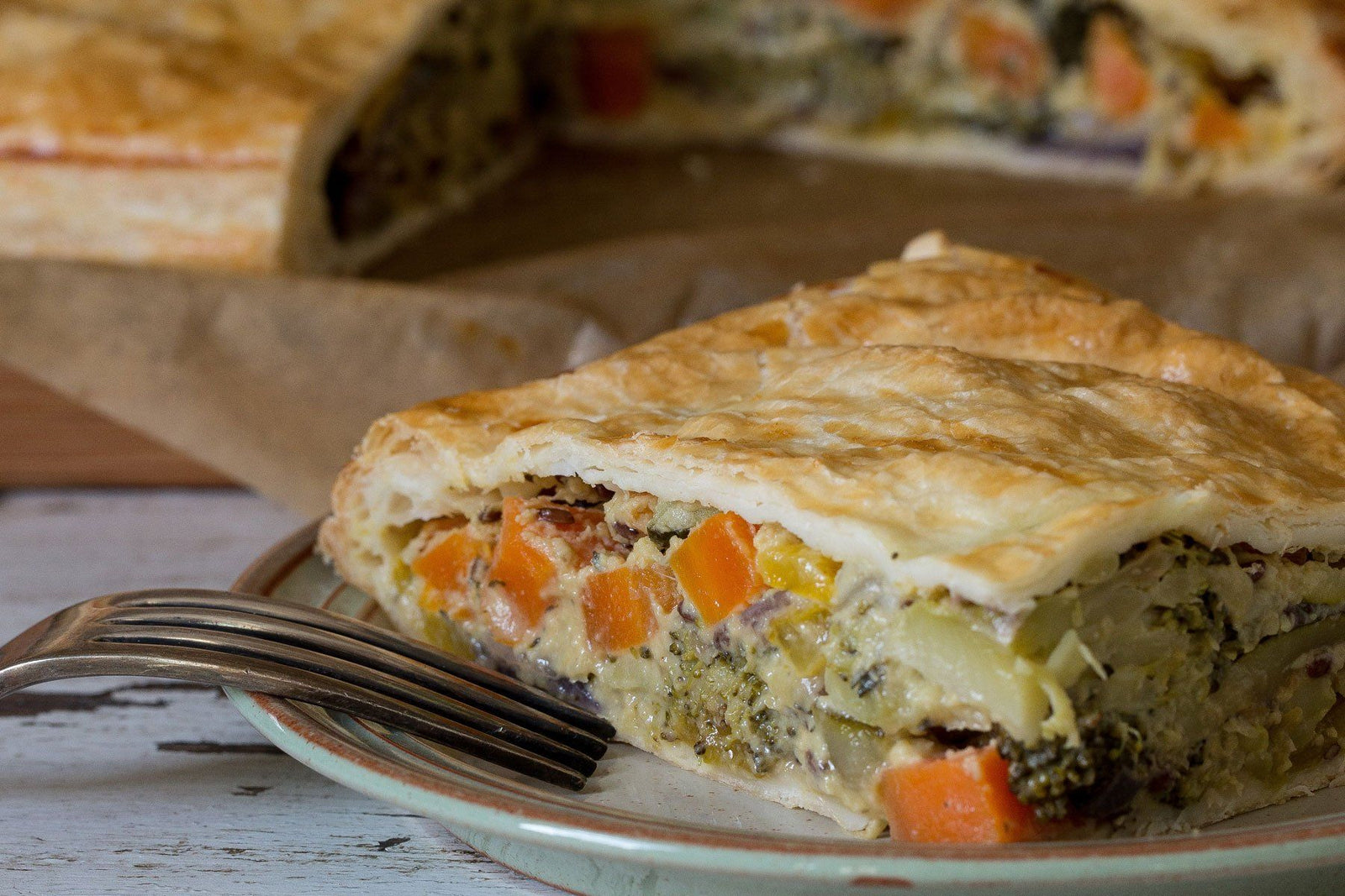 Hummus & Roast Vegetable Pie