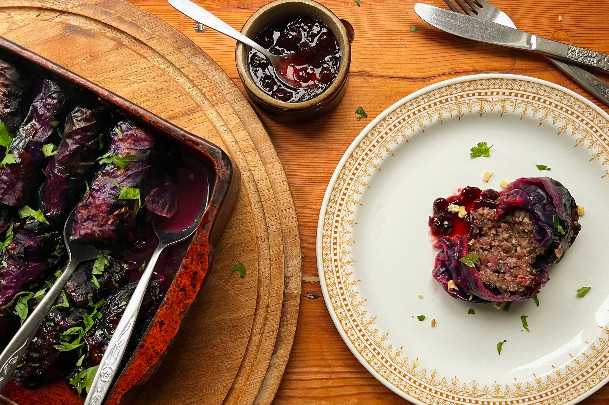 Cracked Wheat Stuffed Red Cabbage