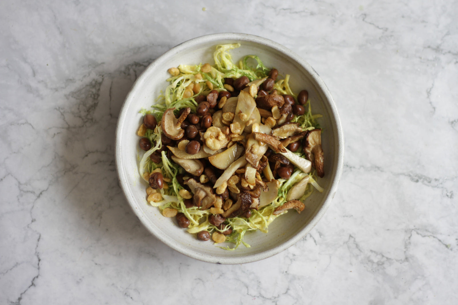 Frisée Salad With Roasted Mushrooms, Fava Beans & English Mustard Mayo
