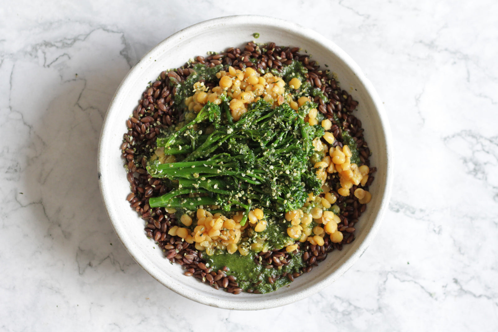 Black Barley, Split Yellow Peas & Tenderstem Broccoli with Hemp Pesto