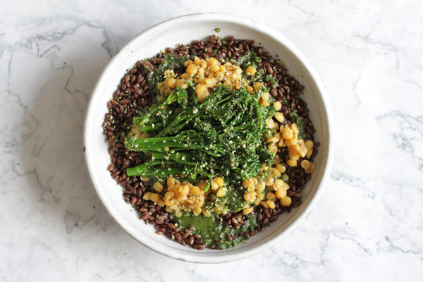 Black Barley, Split Yellow Peas & Tenderstem Broccoli with Hemp Pesto