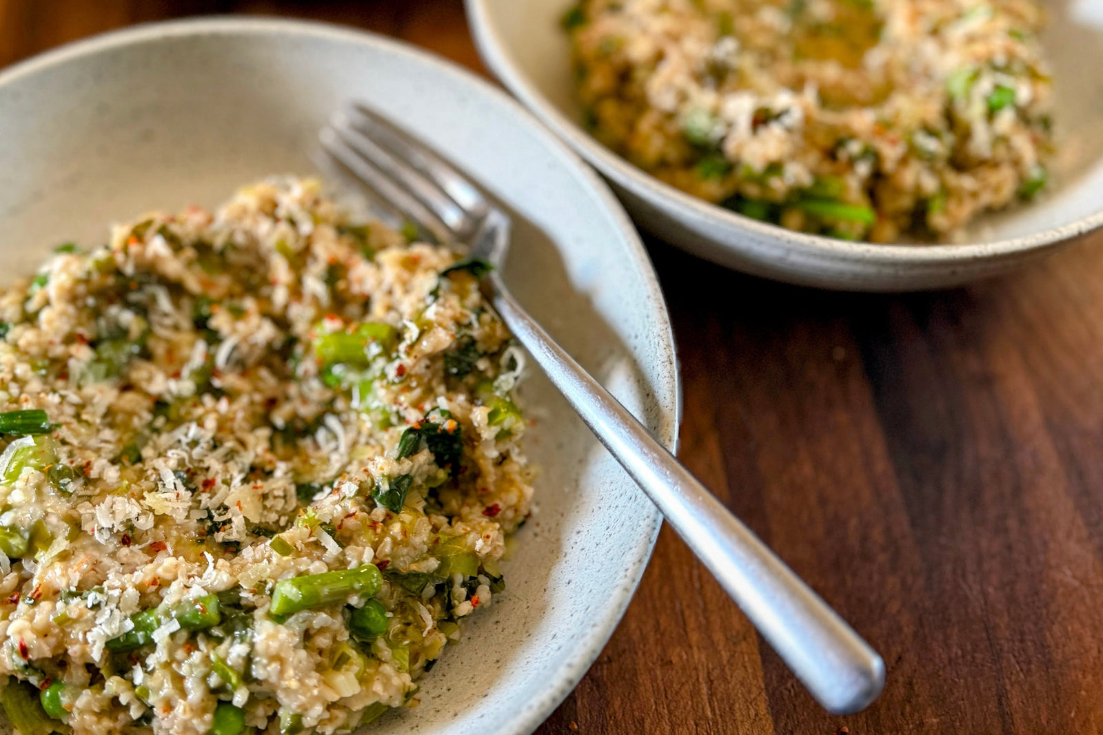 Kibbled Barley with Spring Vegetables