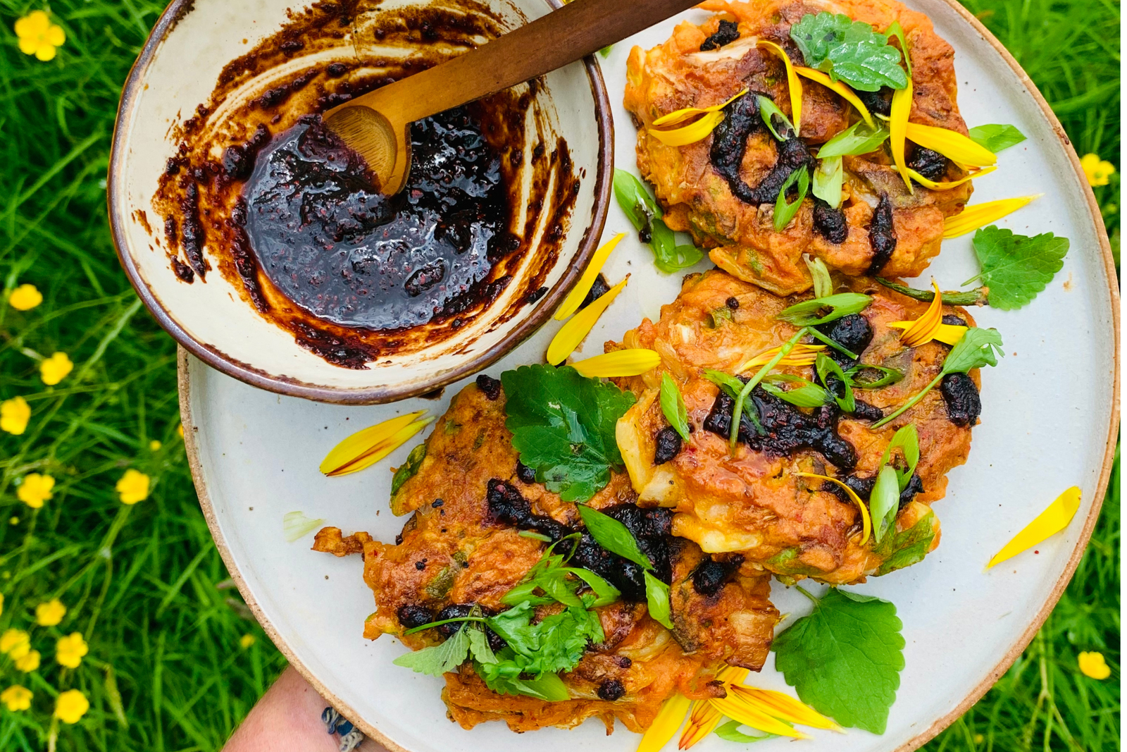 Kimchi Pancakes with Fava Bean Flour & Gochujang