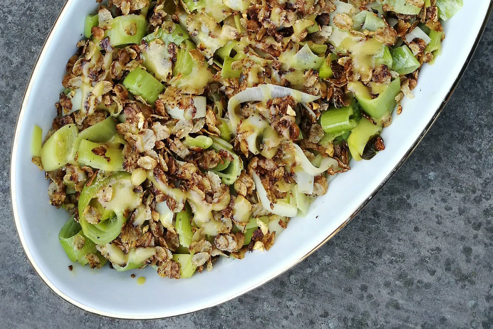 Gratin of Leek with Naked Barley Flakes