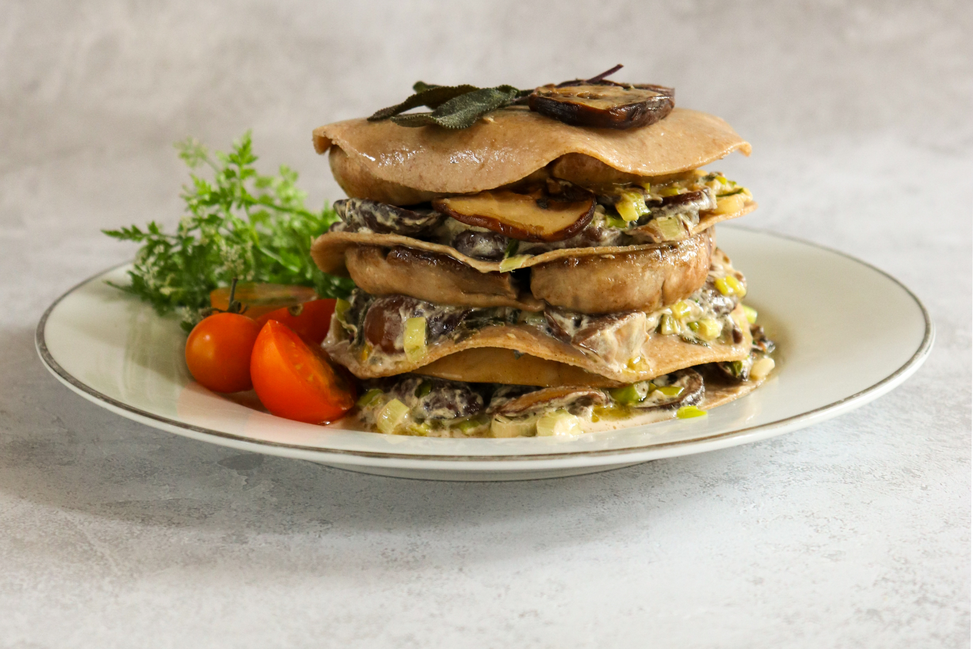 Open Mushroom Lasagne with Krivet Flour