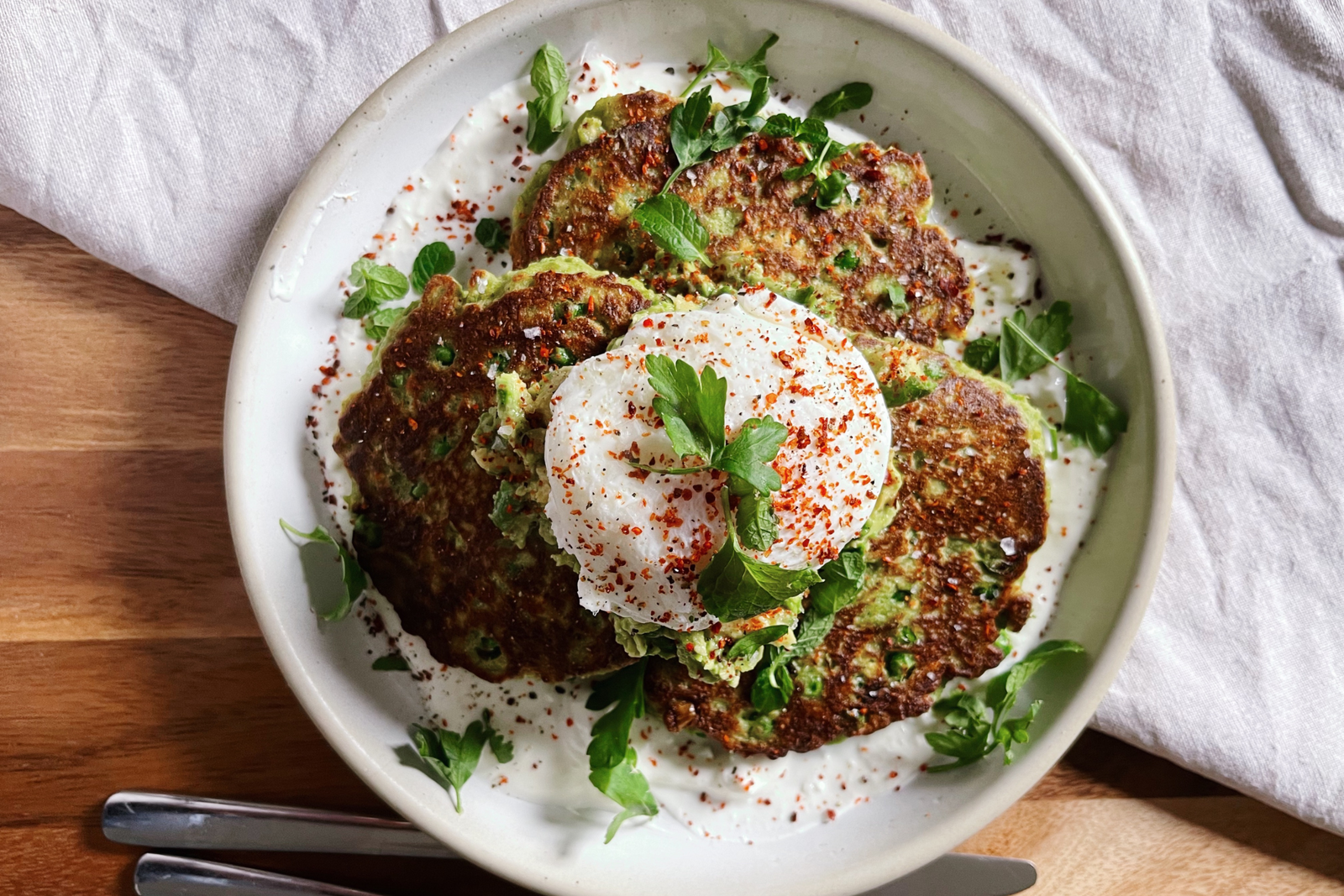 Pea, Corn and Spring Onion Fritters