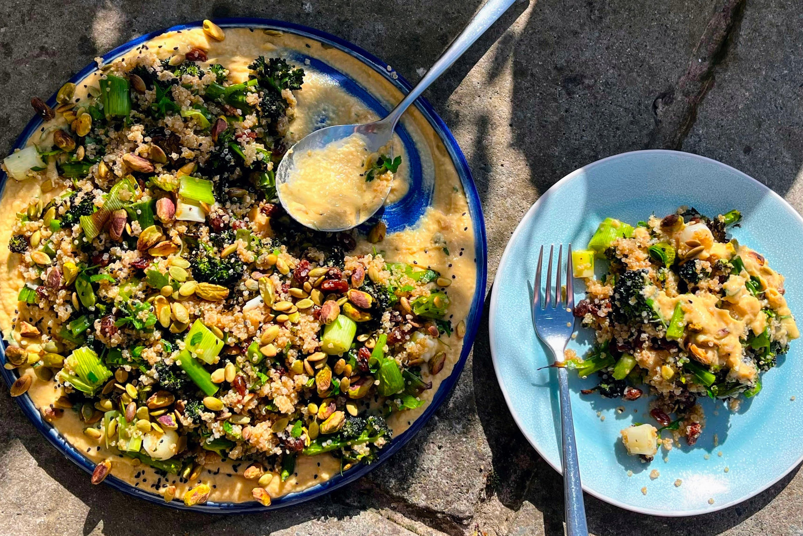 Quinoa Salad with Wild Garlic & Fava Bean Dip