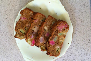Rhubarb and Ginger Quinoa Cake