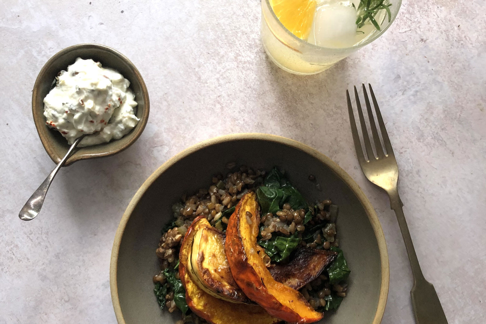 Roasted Squash With Emmer Wheat & Lentil Pilau