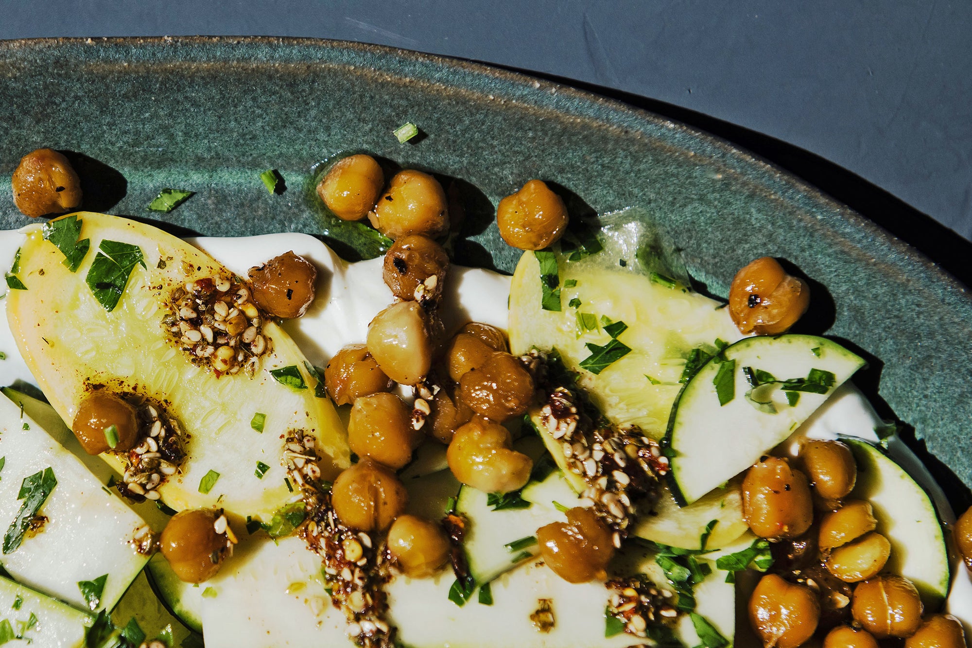 Shaved Courgette with Fried Chickpeas and Za’atar