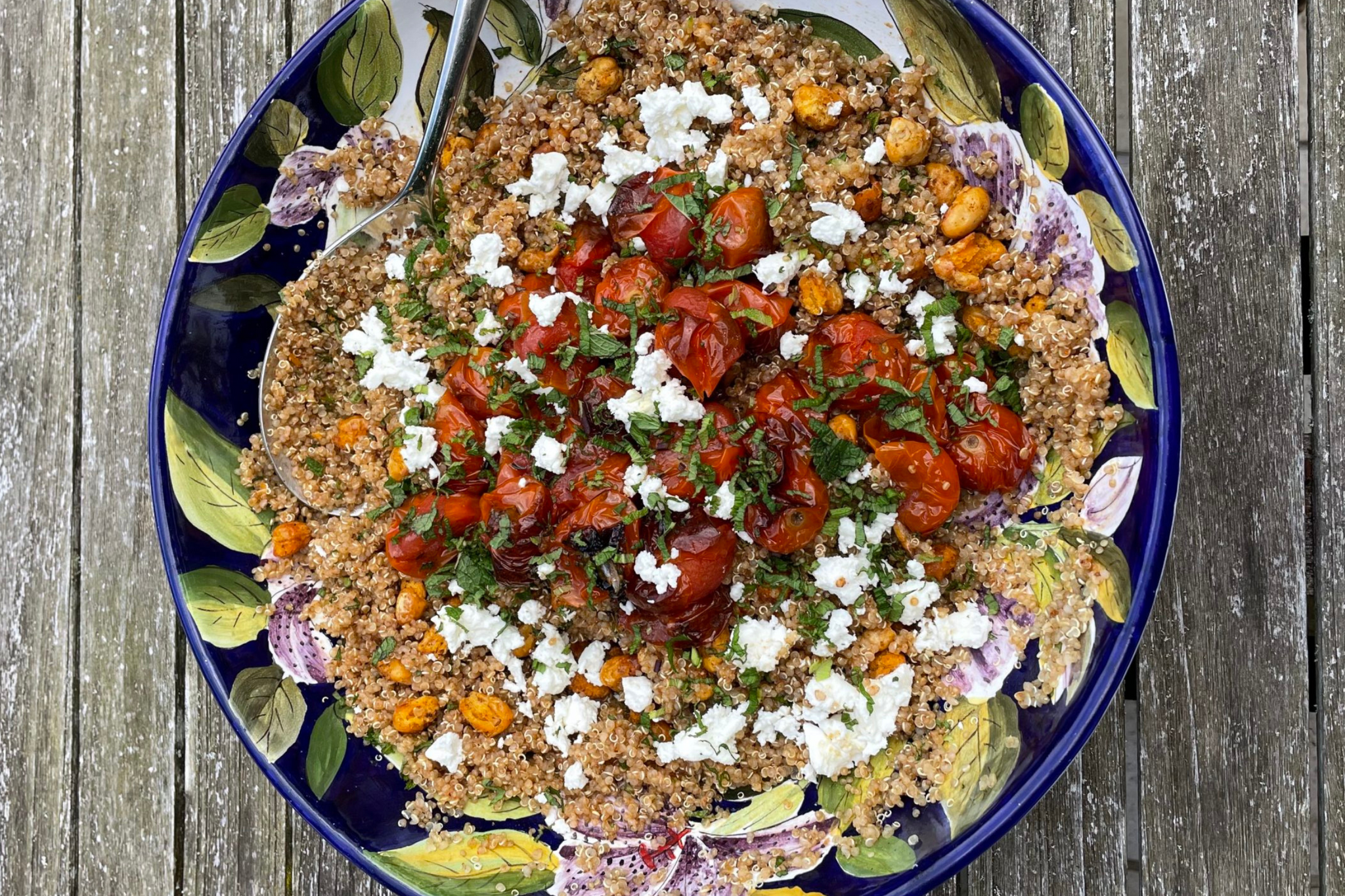 Smoked Quinoa with Roasted Cherry Tomatoes & Carlin Peas