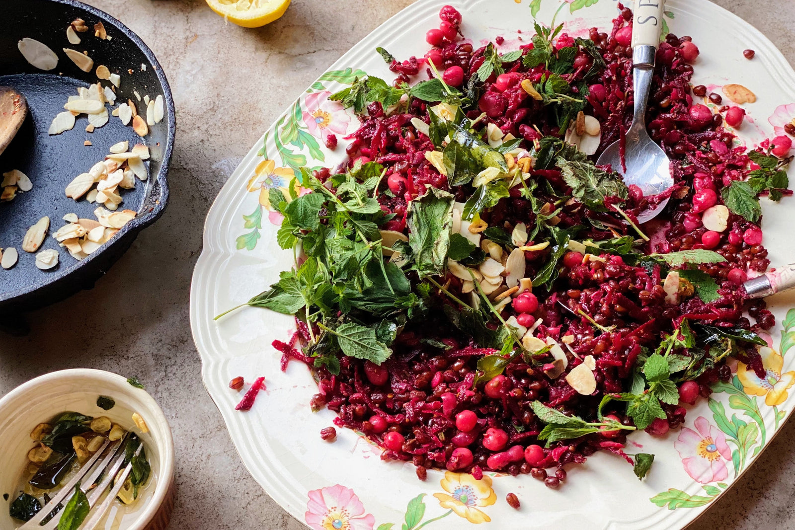 Spiced Beetroot, Black Barley & Flamingo Pea Salad