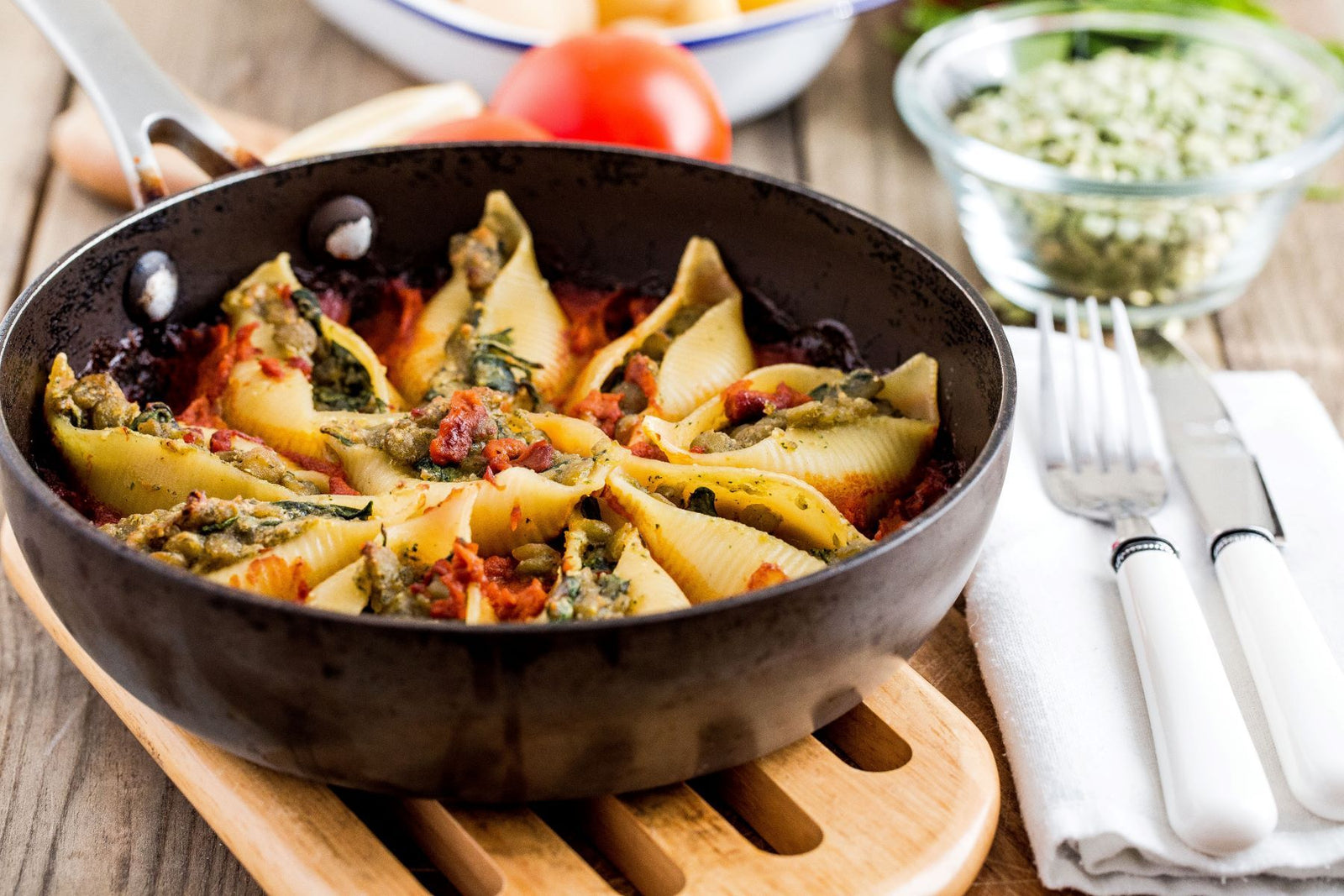 Green Split Pea and Pesto Stuffed Conchiglie	