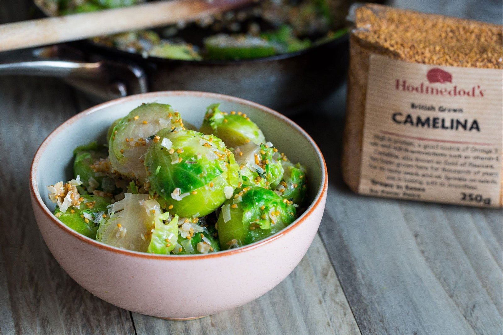 Sprouts with Walnuts, Shallots and Camelina Seeds