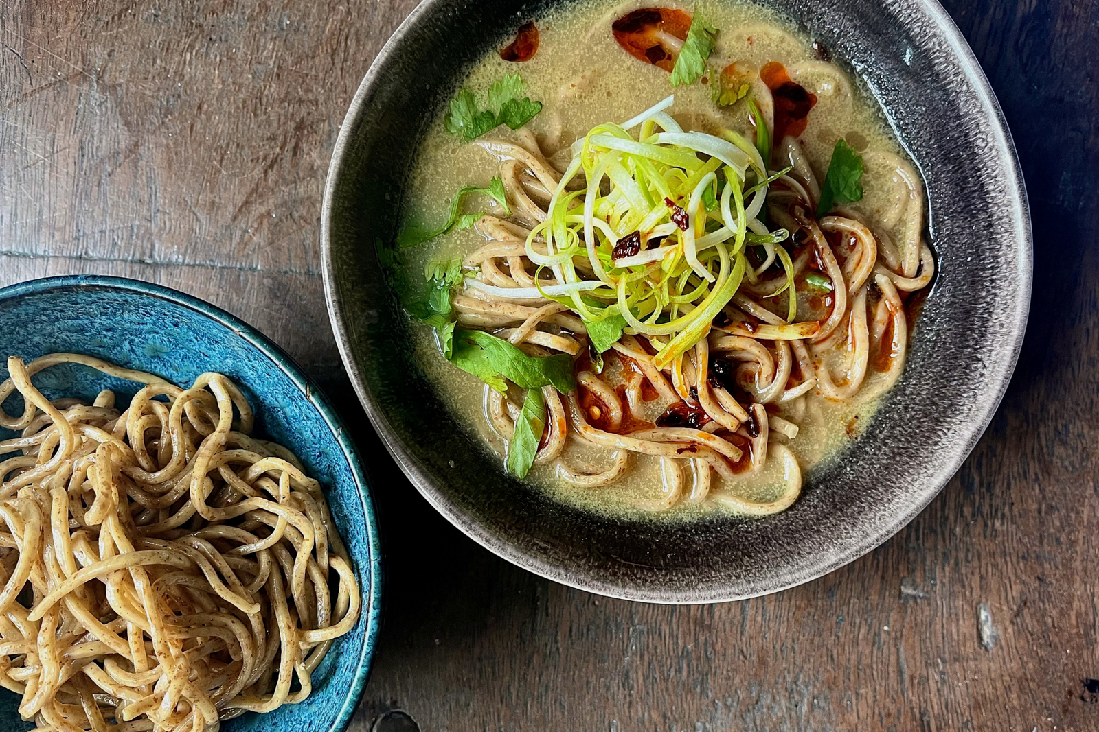 Toasted Spelt Ramen Noodles in Fermented Barley & Tahini Broth