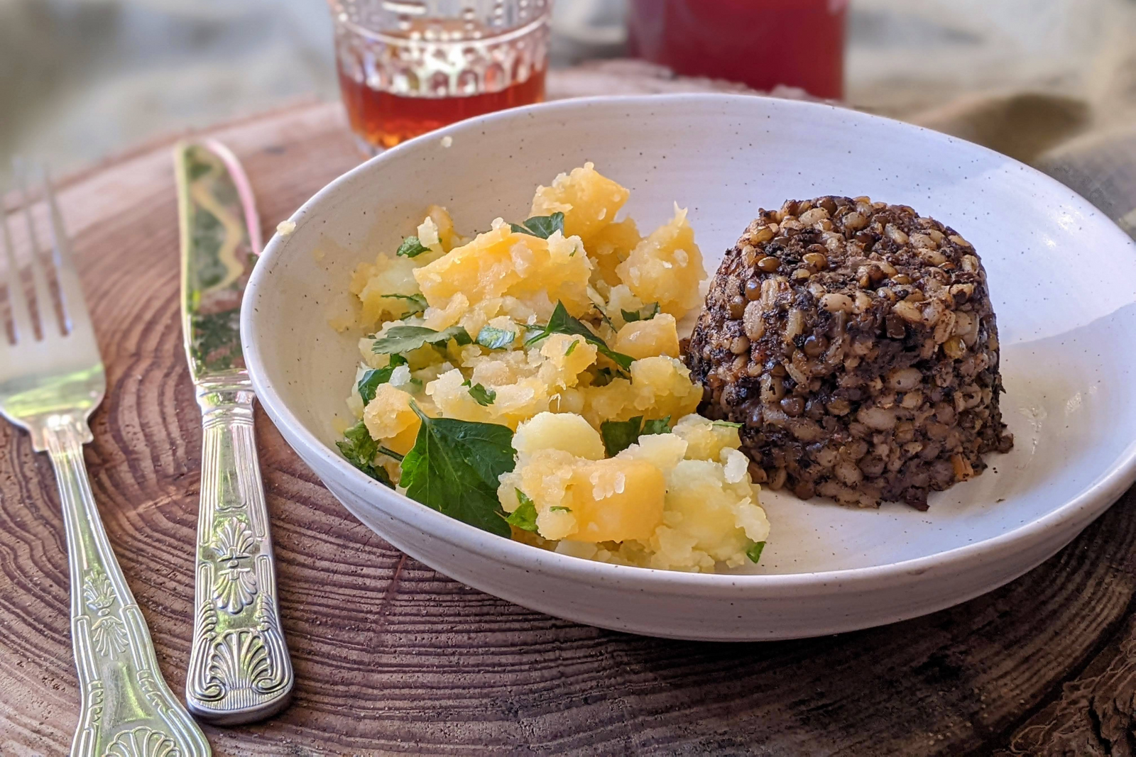 Vegetarian Haggis with Clapshot