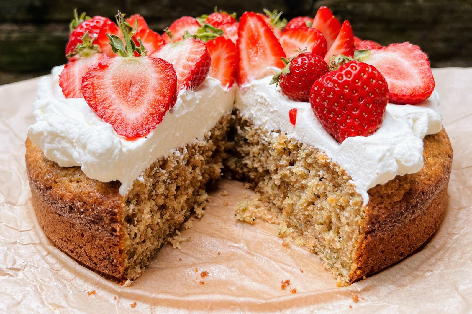 Summer Cake with YQ Flour, Pumpkin Seeds & Seasonal Fruit
