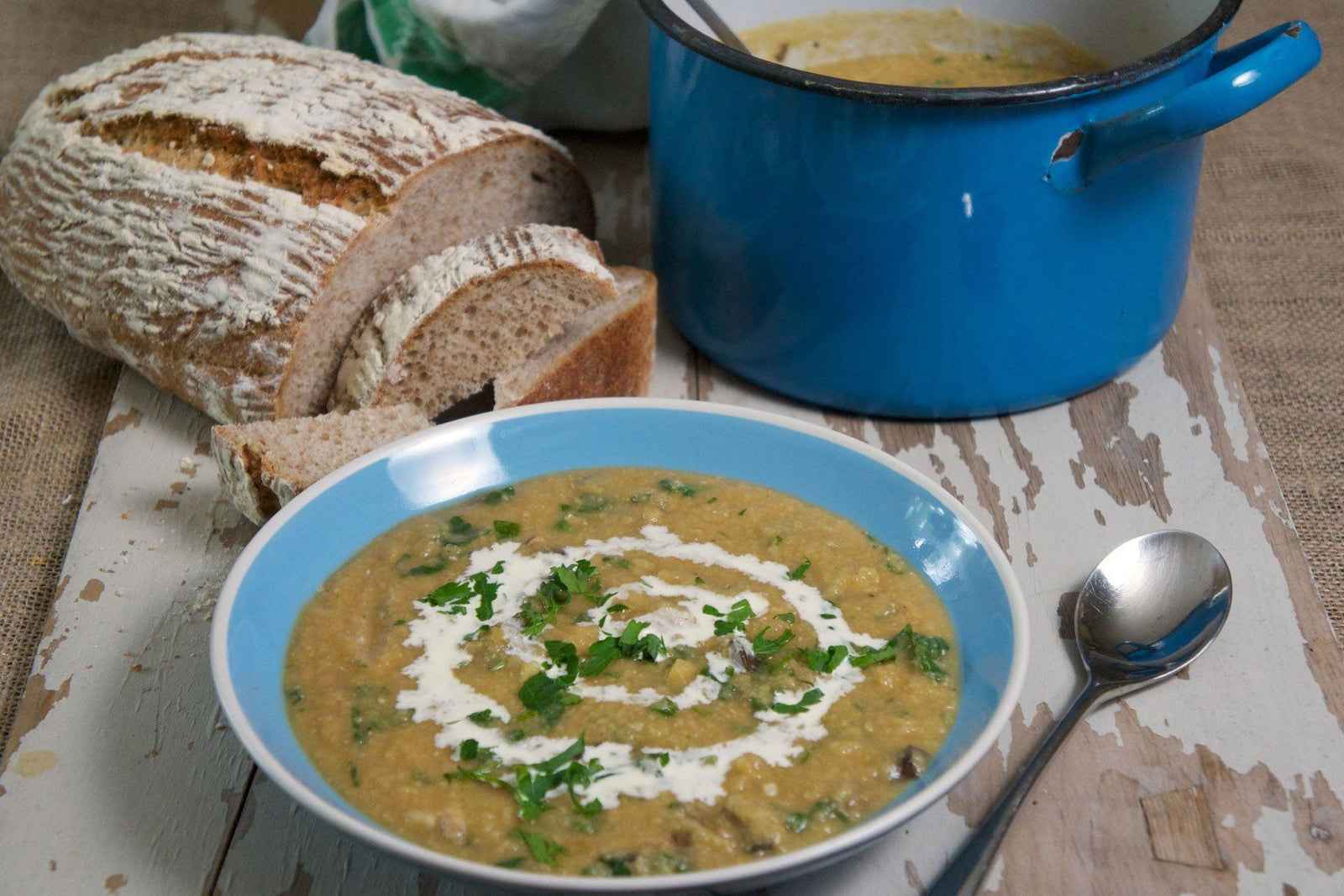 Whole Yellow Pea and Mushroom Soup