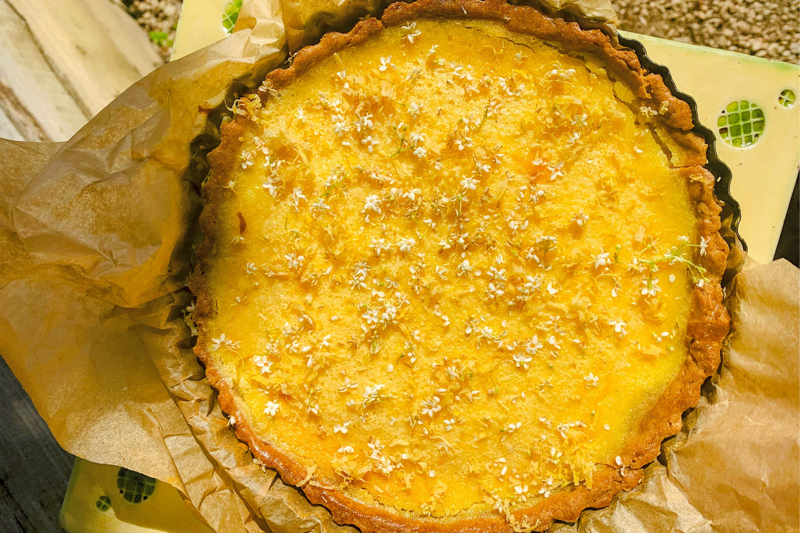Elderflower & Lemon Tart with a Rye Crust